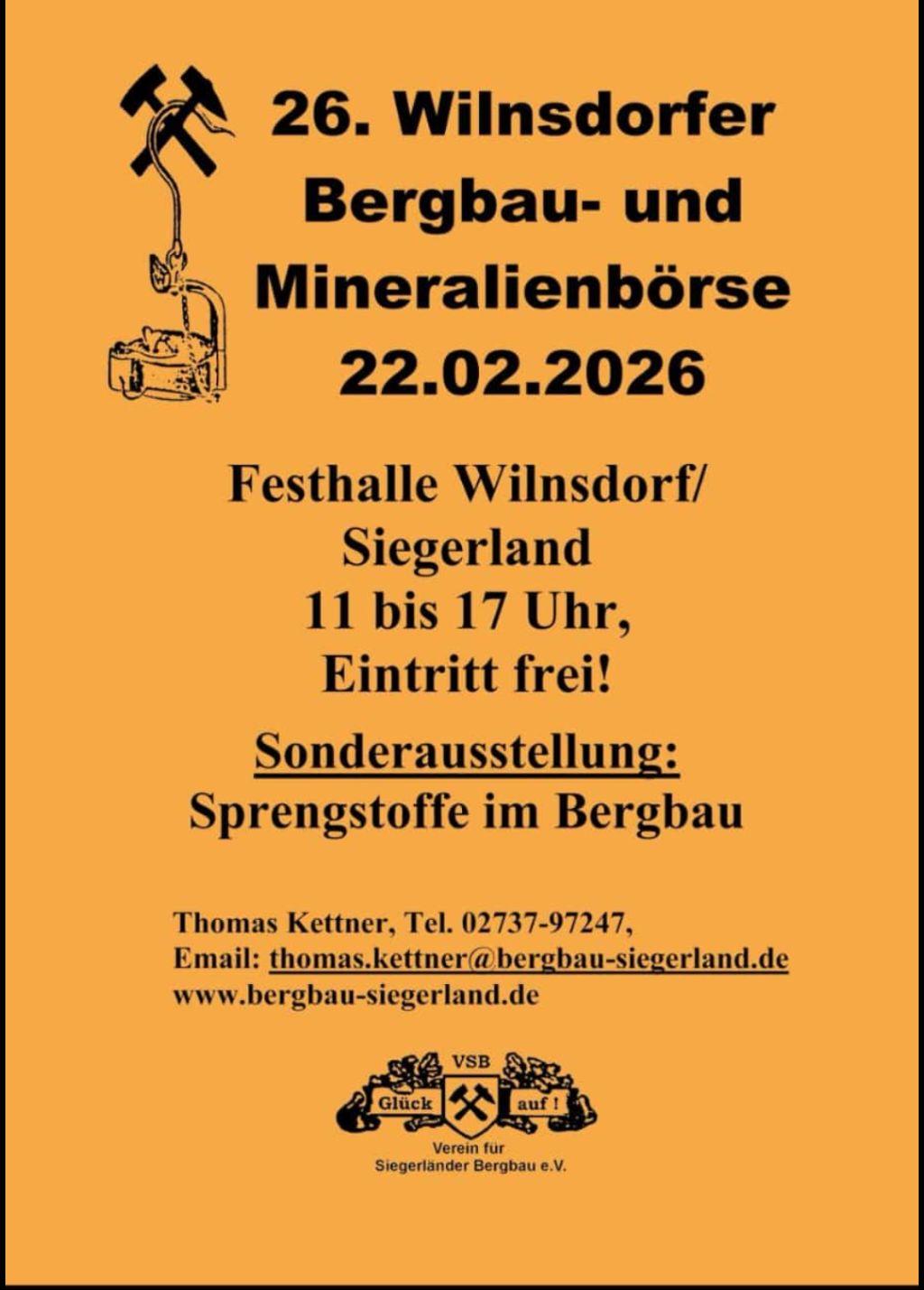 Bergbau und Mineralien Börse Wilnsdorf